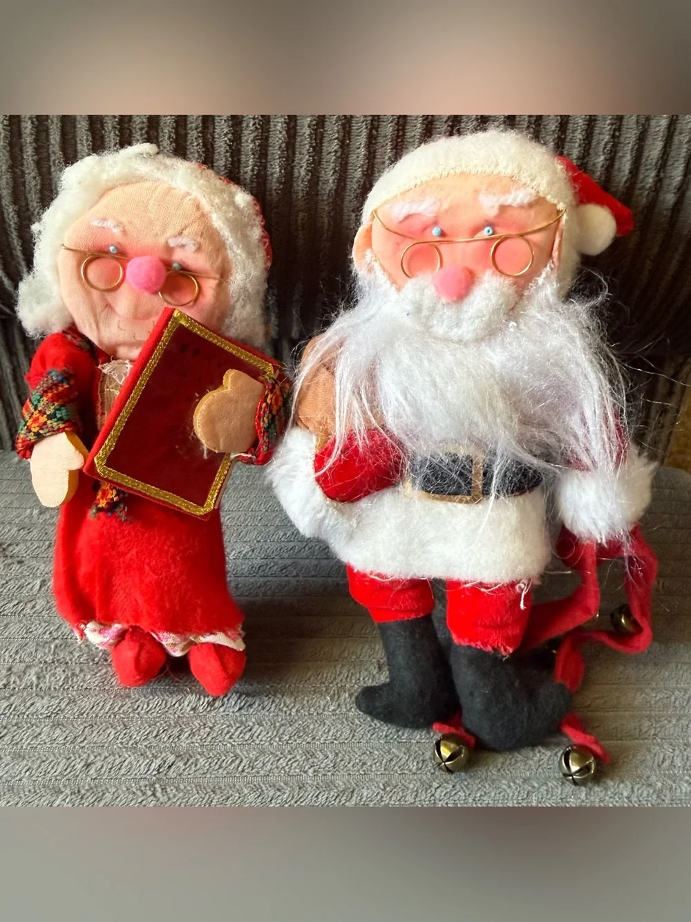 VTG Kurt Adler Hong Kong Red and White Santa and Mrs. Claus Plush Holiday Decor